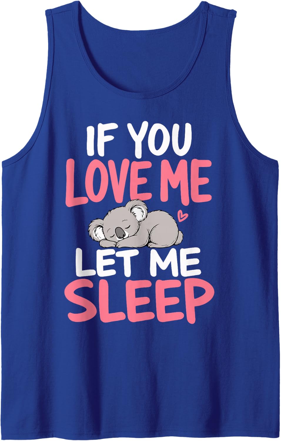 Sleeping Koala Sleeveless Tank Top - Royal Blue