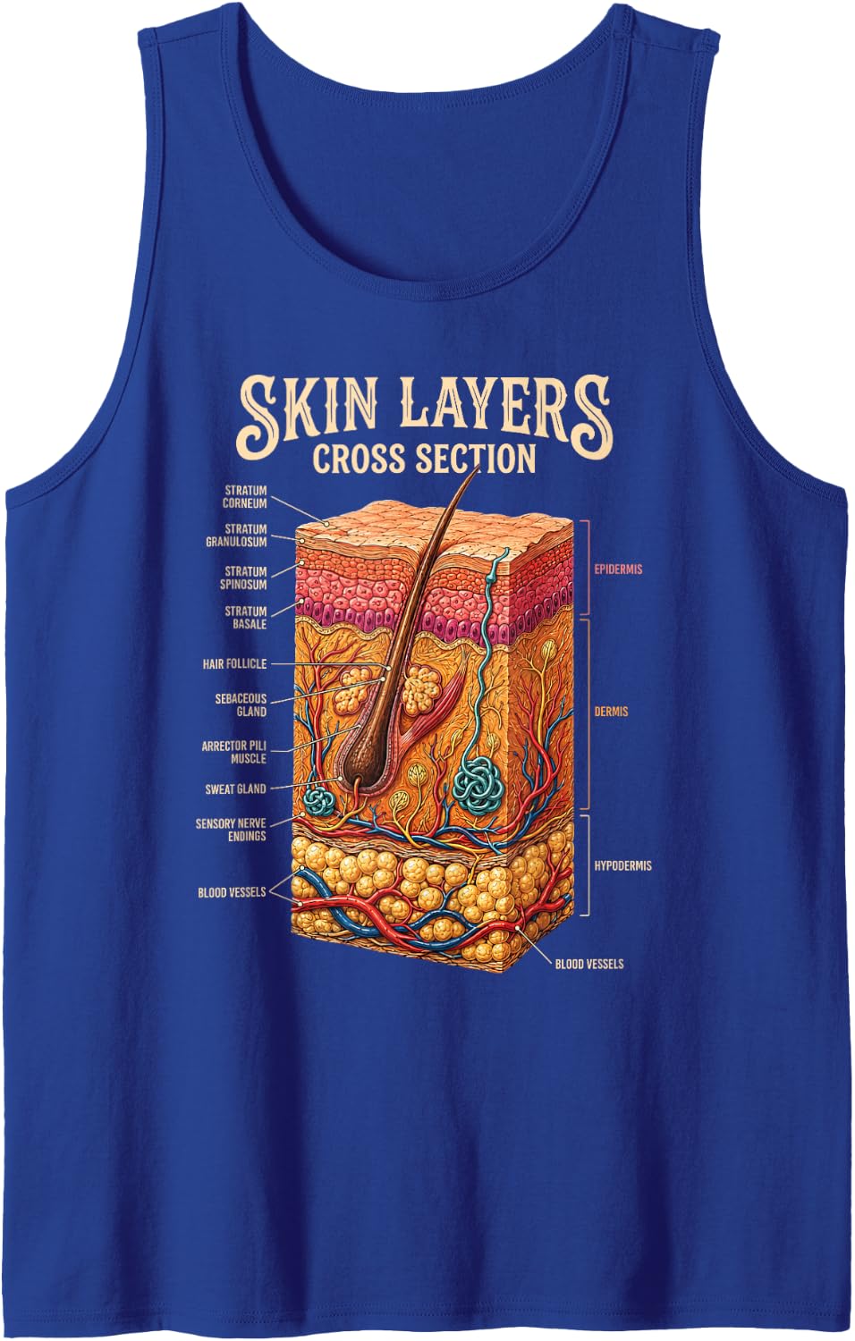 Skin Layers Anatomy Biology Science Gifts for Men Women Sleeveless Tank Top - Royal Blue