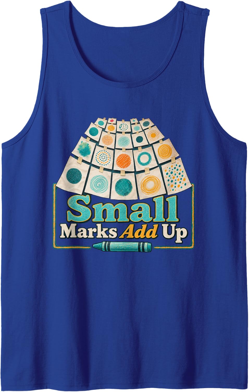 Small Marks Add Up Dot Day Teacher Polka Dot Sleeveless Tank Top - Royal Blue