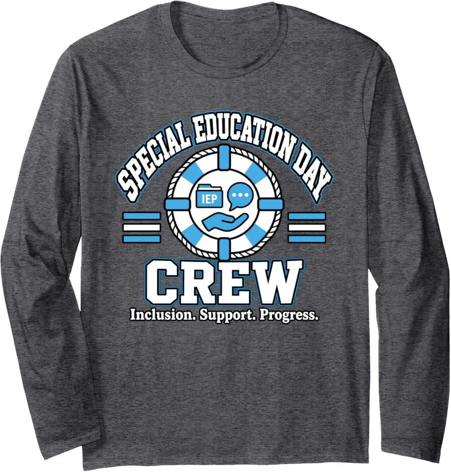 Special Education Day Crew Inclusion Support SPED Long Sleeve T-Shirt - Adult Unisex Dark Heather Grey