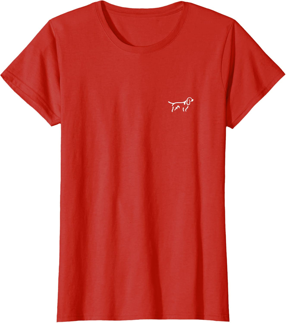 Simple Minimalist Badge Line Art English Springer Spaniel T-Shirt - Red