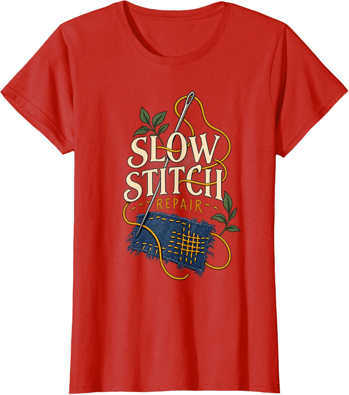 Slow Stitch Repair for Sewing and Mending Hobbyist T-Shirt - Red