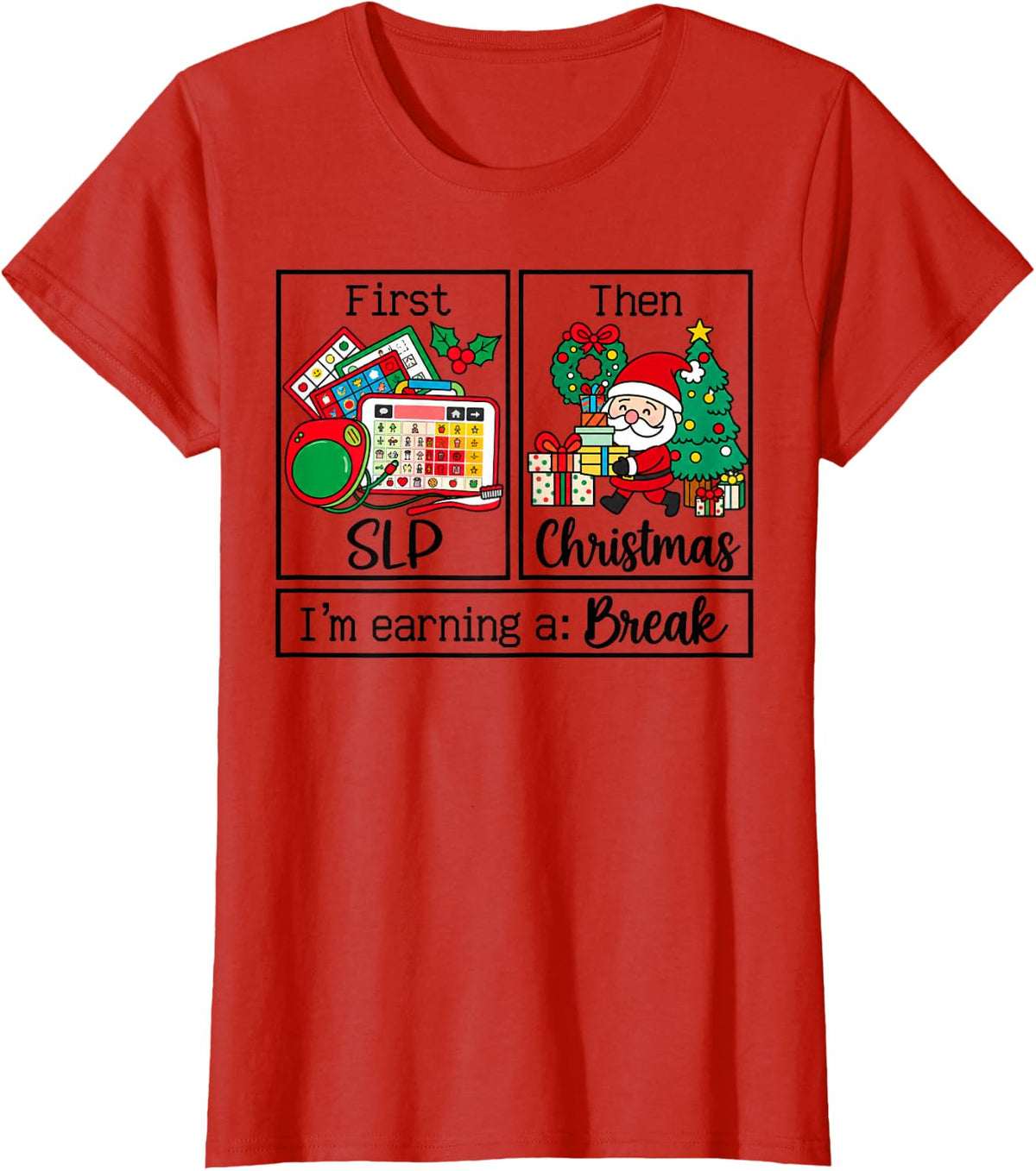 SLP Christmas Speech Therapist T-Shirt - Red