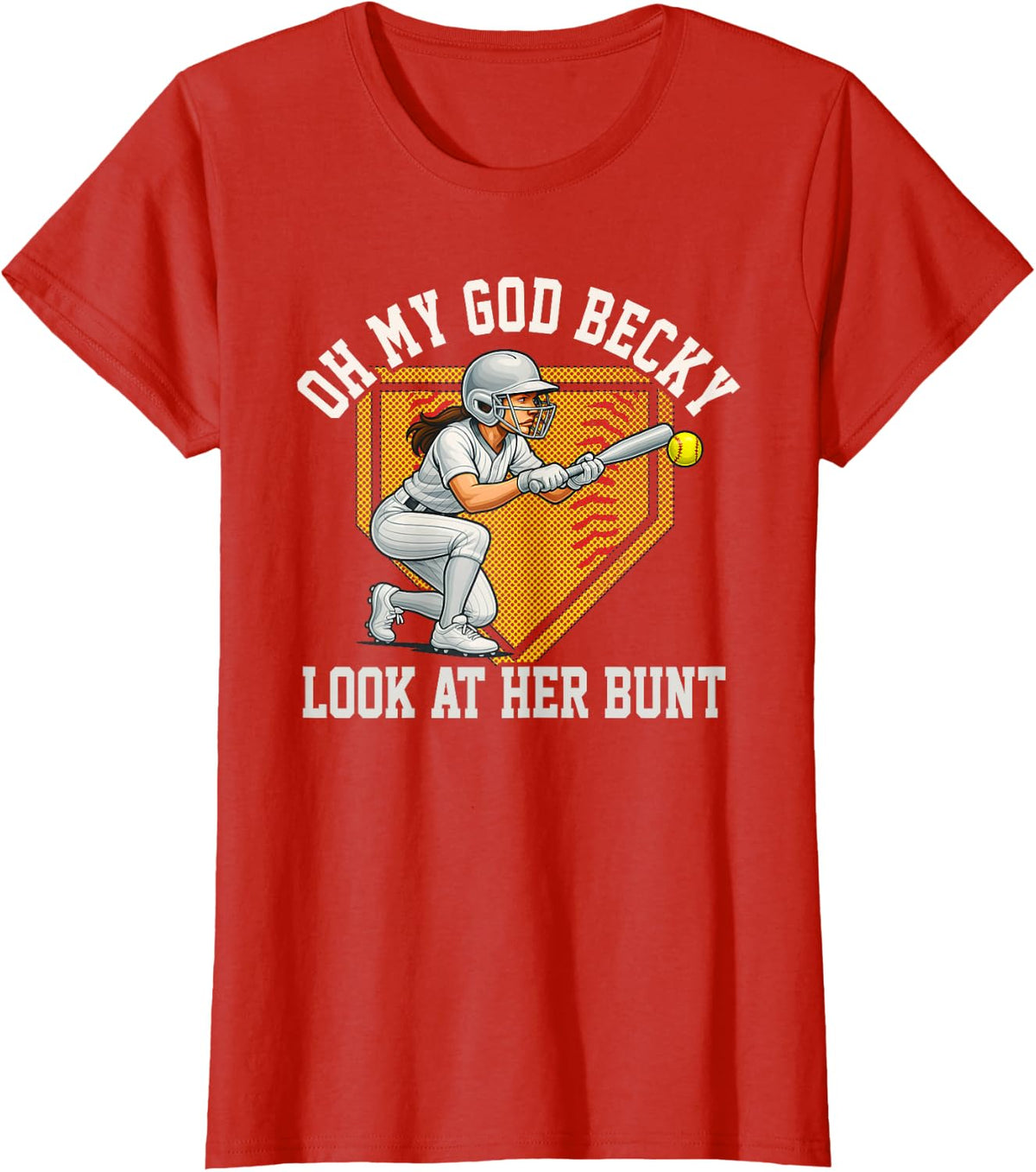 Softball Look at Her Bunt Rap Quote Parody for Players T-Shirt - Red