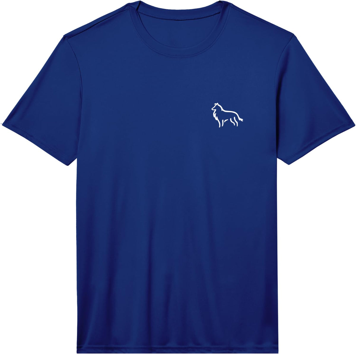 Simple Minimalist Badge Patch Line Art Collie Performance T-Shirt - Royal Blue