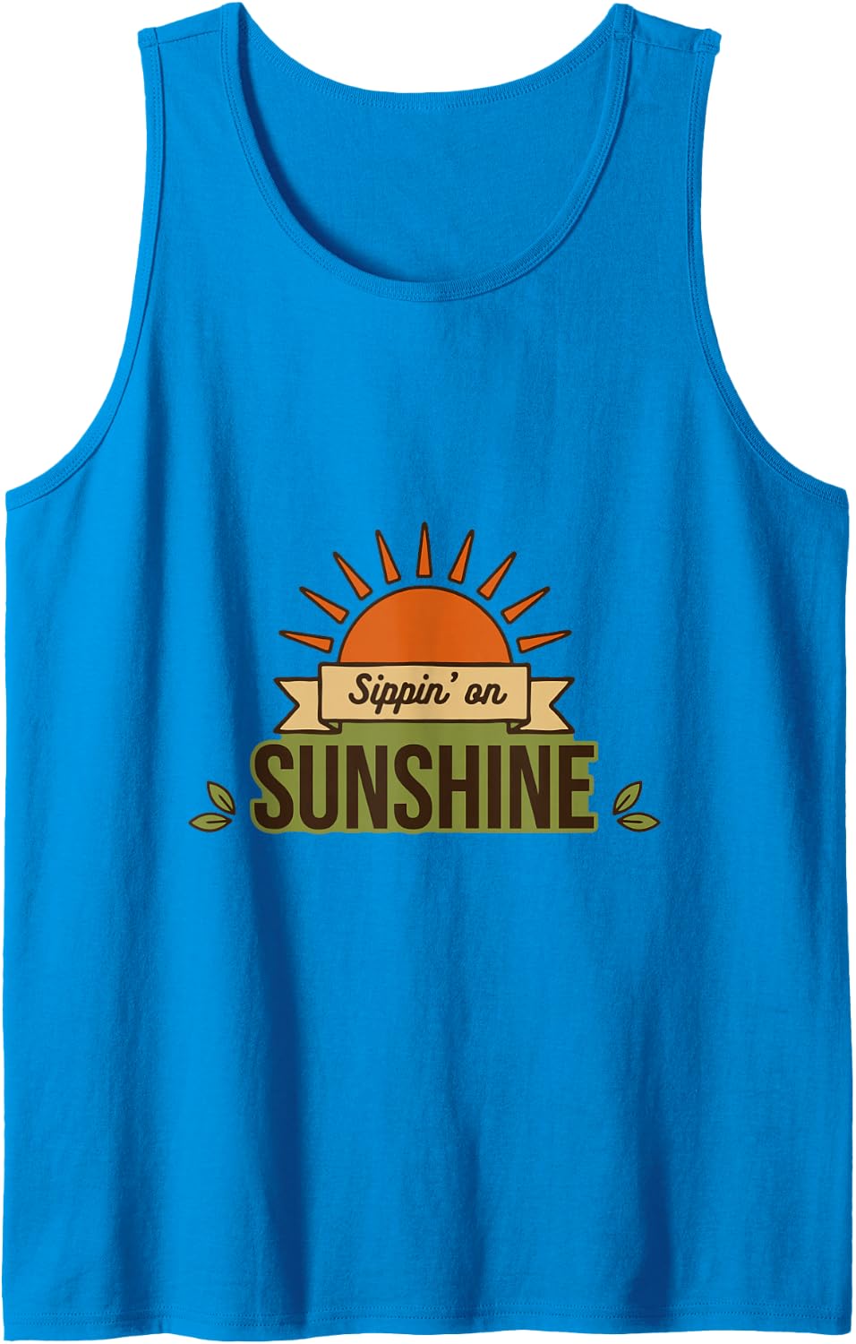 Sippin' On Sunshine, Beach Surf Outdoor Camping Camper Sleeveless Tank Top - Sapphire Blue