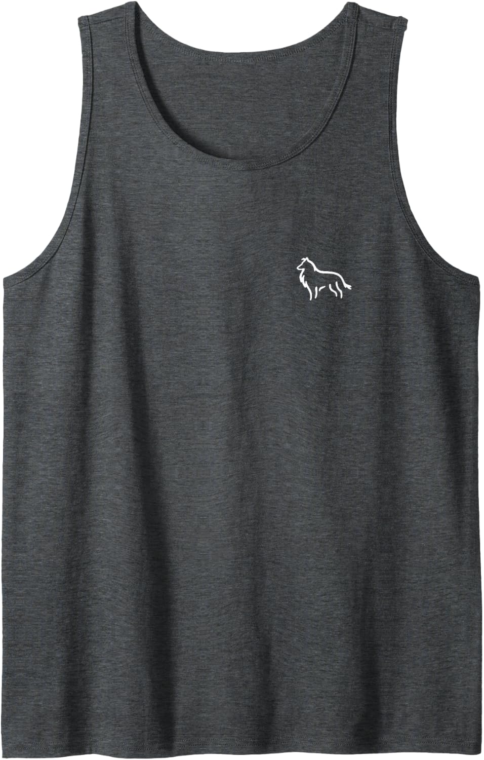 Simple Minimalist Badge Patch Line Art Collie Sleeveless Tank Top - Dark Heather Grey