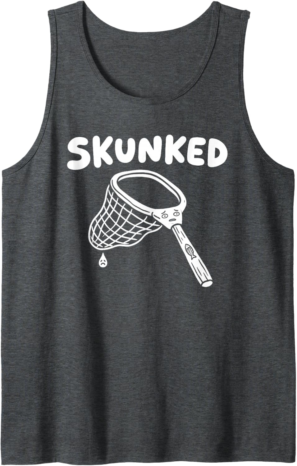 SKUNKED Fly Fishing Humor Sleeveless Tank Top - Dark Heather Grey