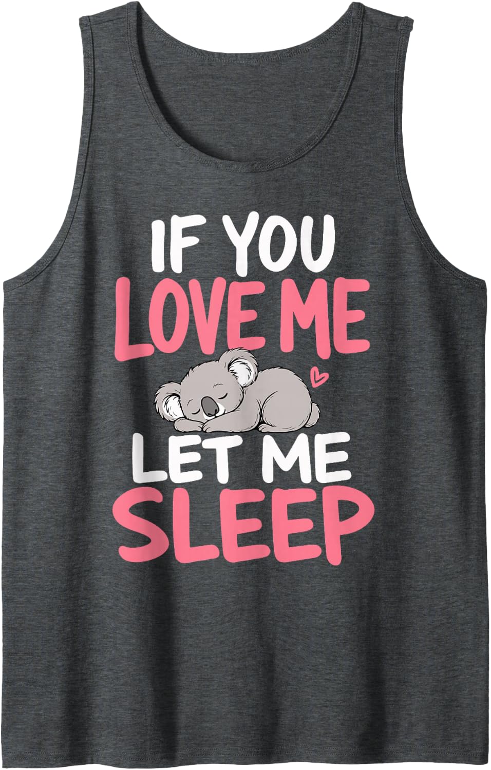 Sleeping Koala Sleeveless Tank Top - Dark Heather Grey