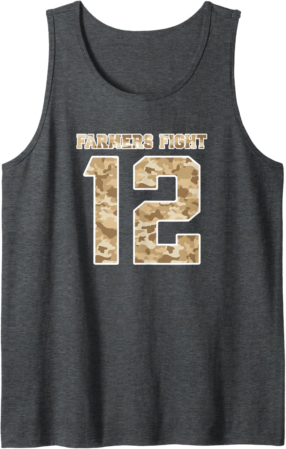 #12 Camo Gameday Design Sleeveless Tank Top - Dark Heather Grey