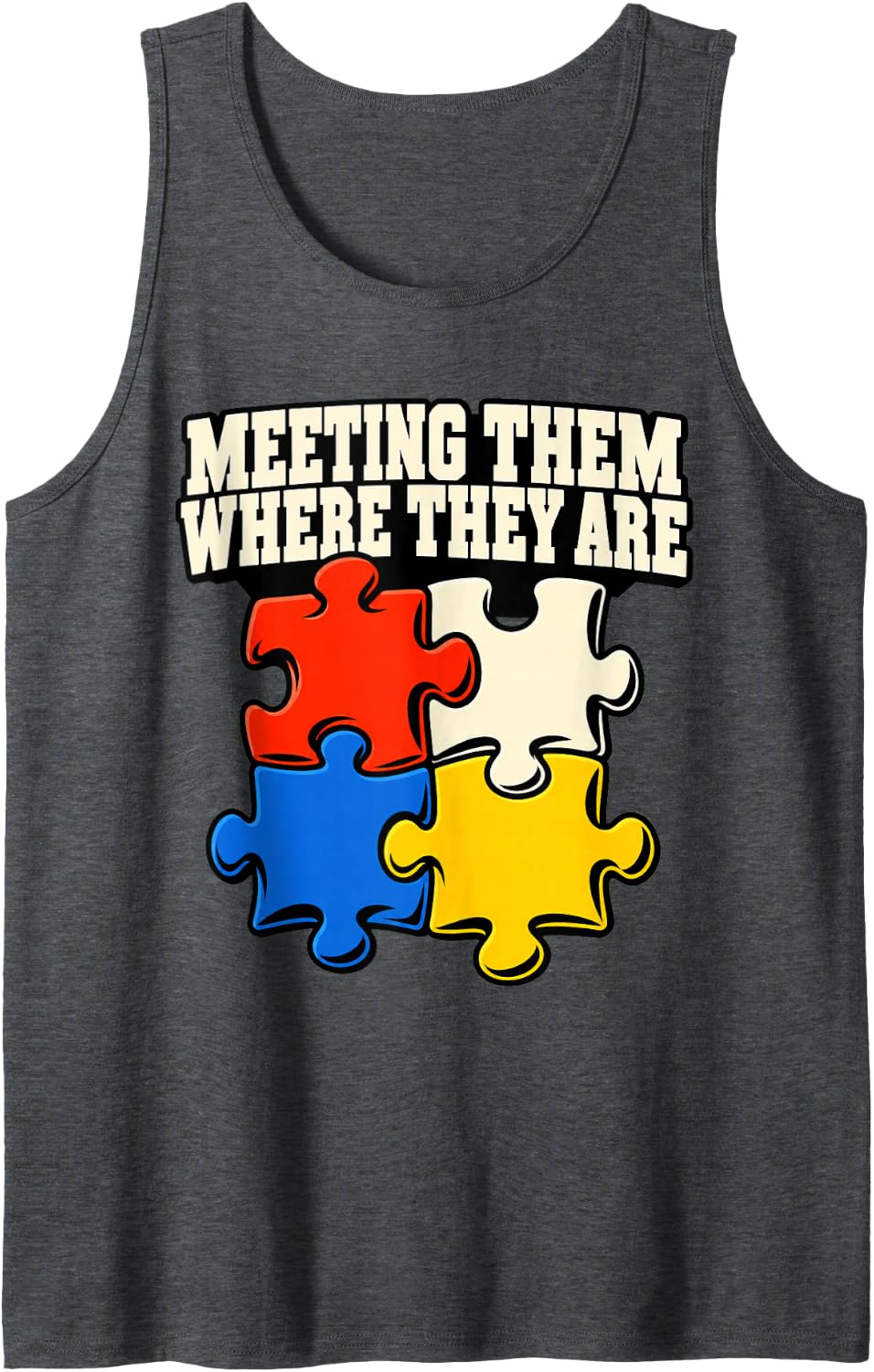 Special Education Meeting Them Where They are Aide Puzzle Sleeveless Tank Top - Dark Heather Grey