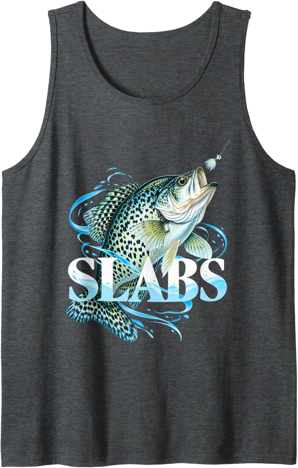 Slabs Crappie Fish Sleeveless Tank Top - Dark Heather Grey