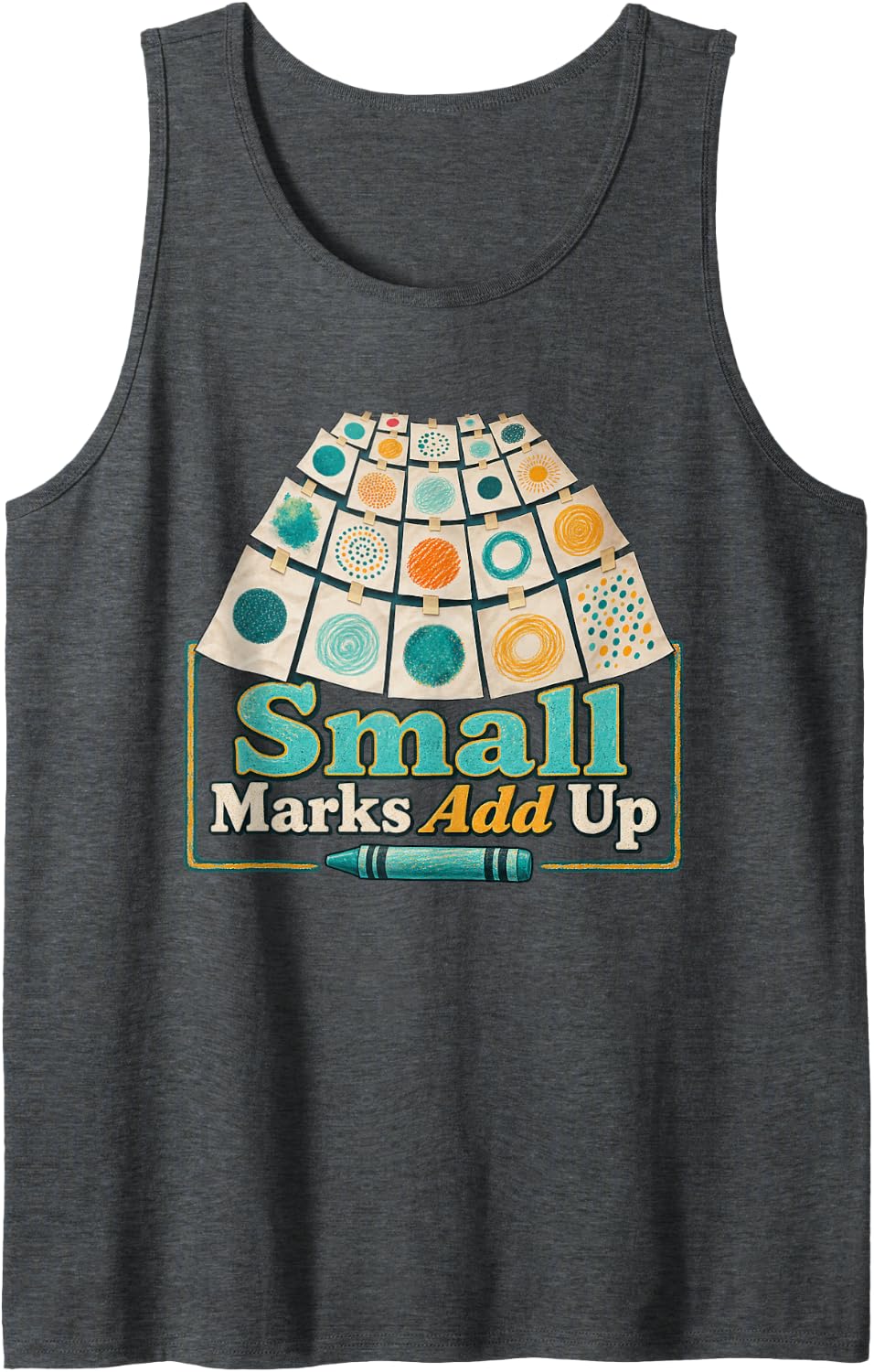 Small Marks Add Up Dot Day Teacher Polka Dot Sleeveless Tank Top - Dark Heather Grey