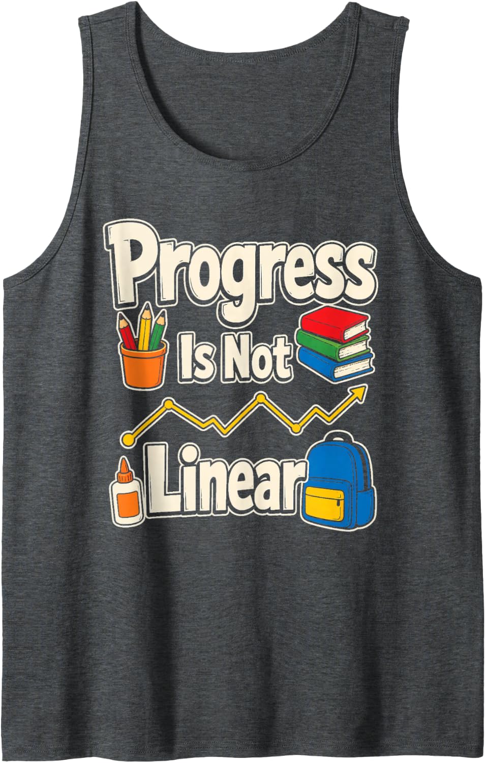 Special Education Staff SPED Progress is Not Linear Sleeveless Tank Top - Dark Heather Grey