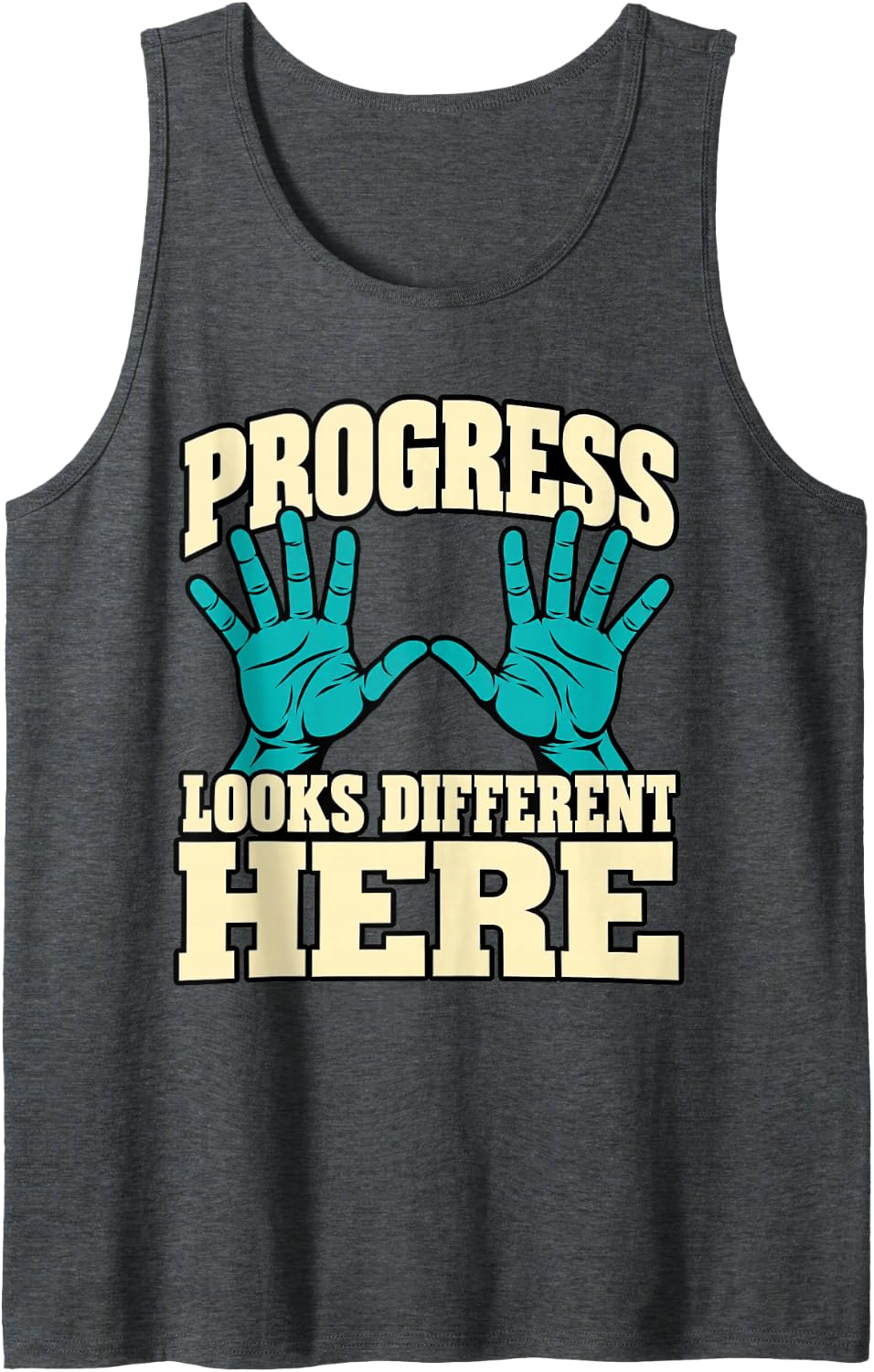 Special Education Progress Looks Different Here Hands Aide Sleeveless Tank Top - Dark Heather Grey