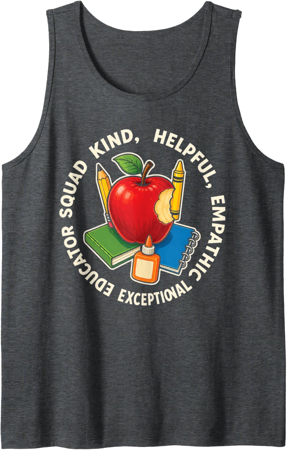 Special Education SPED Kind Helpful Empathic Educator Squad Sleeveless Tank Top - Dark Heather Grey