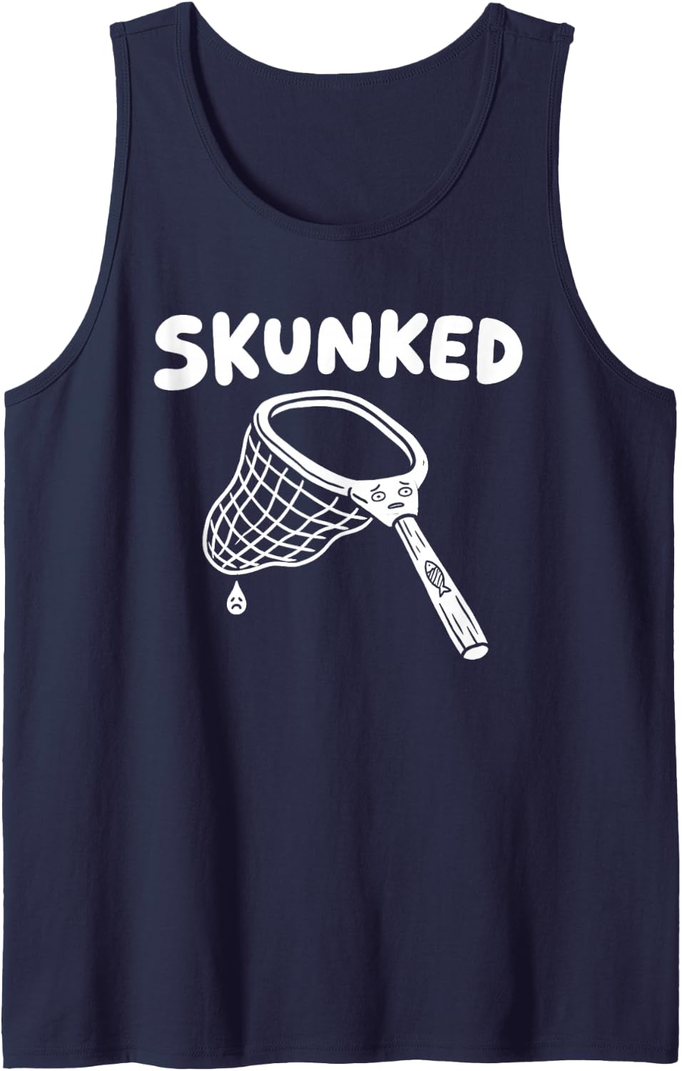 SKUNKED Fly Fishing Humor Sleeveless Tank Top - Navy Blue