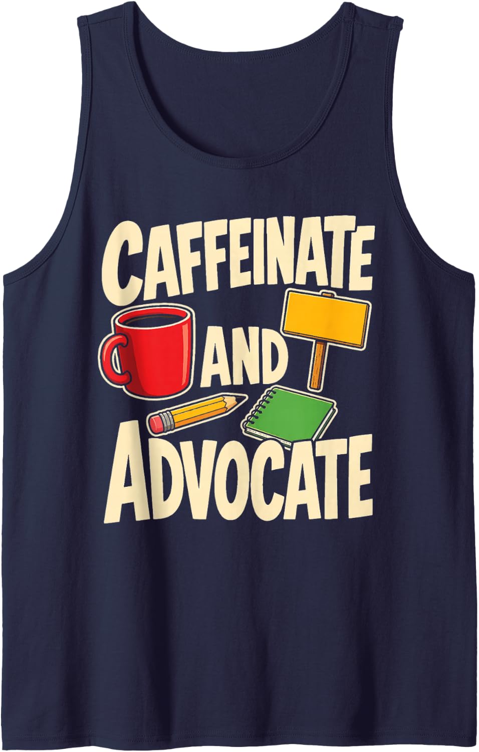 Special Education Staff SPED Caffeinate and Advocate Sleeveless Tank Top - Navy Blue
