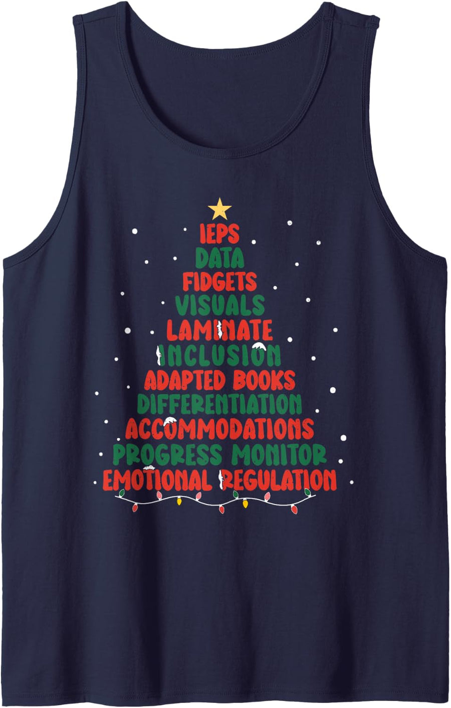 Special Ed Teacher Christmas Tree Sped Special Education Sleeveless Tank Top - Navy Blue