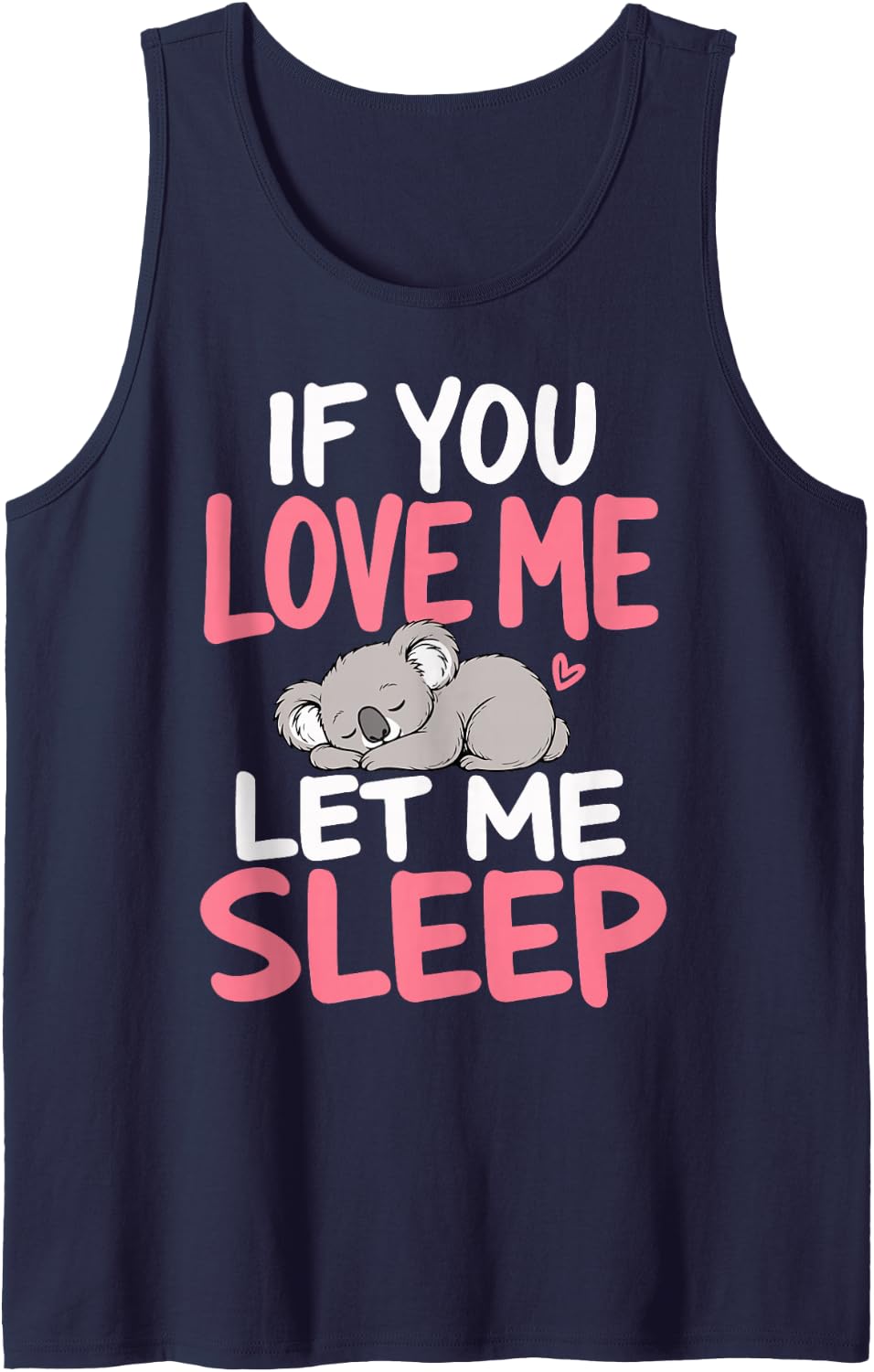 Sleeping Koala Sleeveless Tank Top - Navy Blue