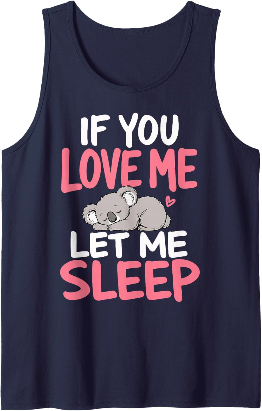 Sleeping Koala Sleeveless Tank Top - Navy Blue