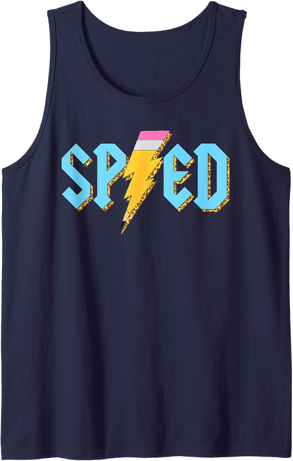 Special Education SPED Rocks Teacher Back to School Rock Sleeveless Tank Top - Navy Blue