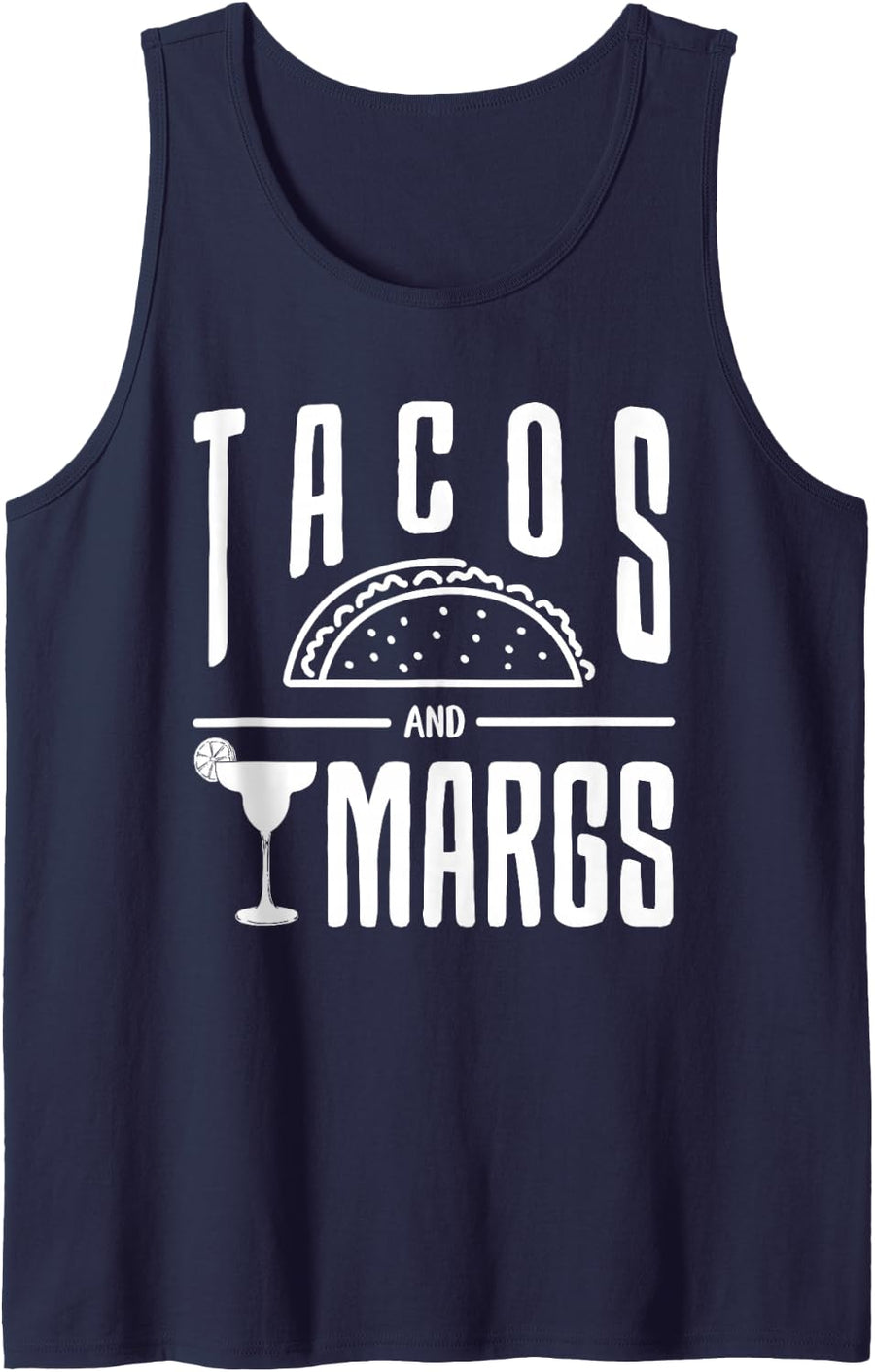 Tacos and Margs Cinco de Mayo Party Taco Margarita Lover Sleeveless Tank Top - Navy Blue