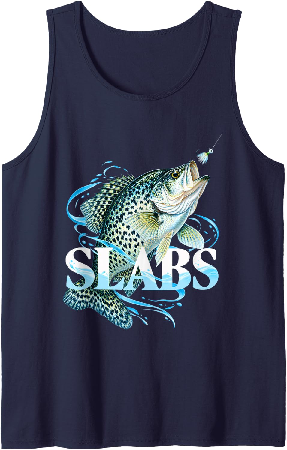 Slabs Crappie Fish Sleeveless Tank Top - Navy Blue