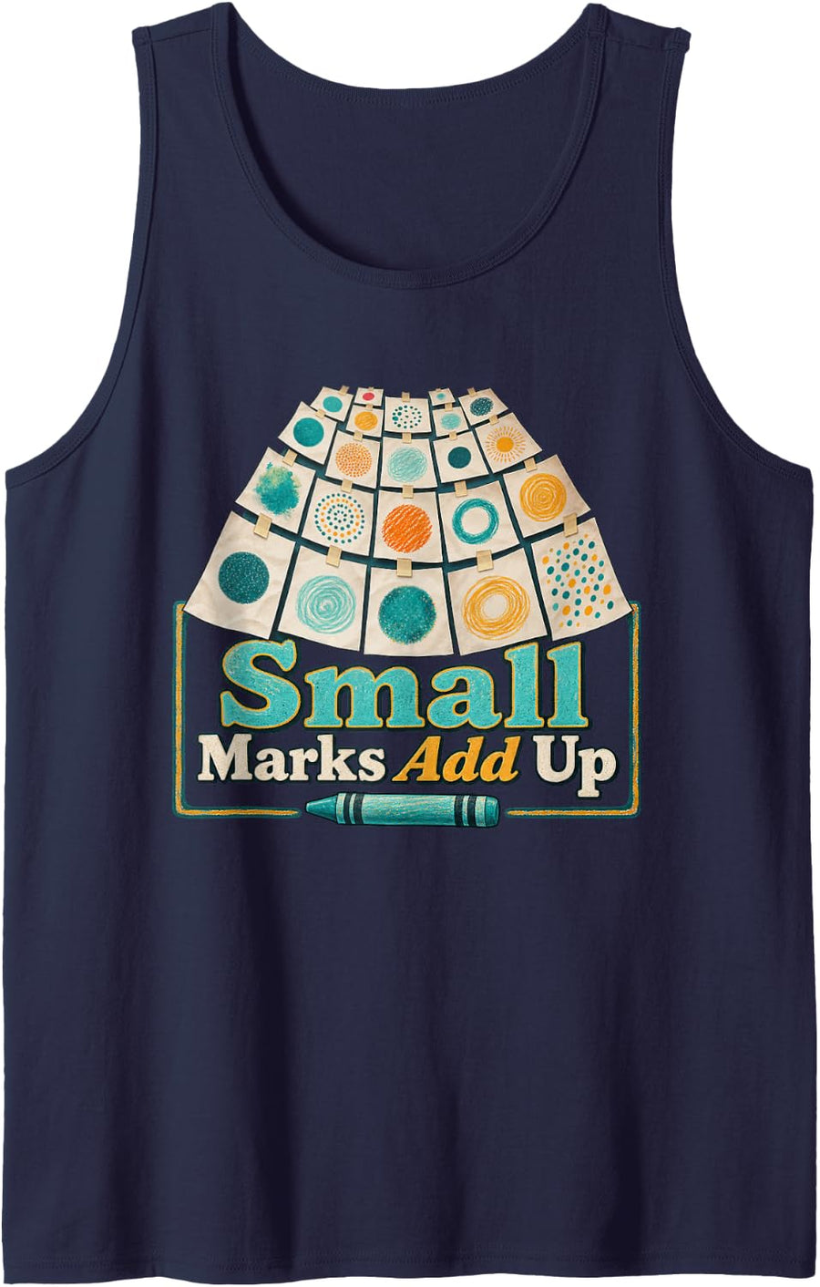 Small Marks Add Up Dot Day Teacher Polka Dot Sleeveless Tank Top - Navy Blue