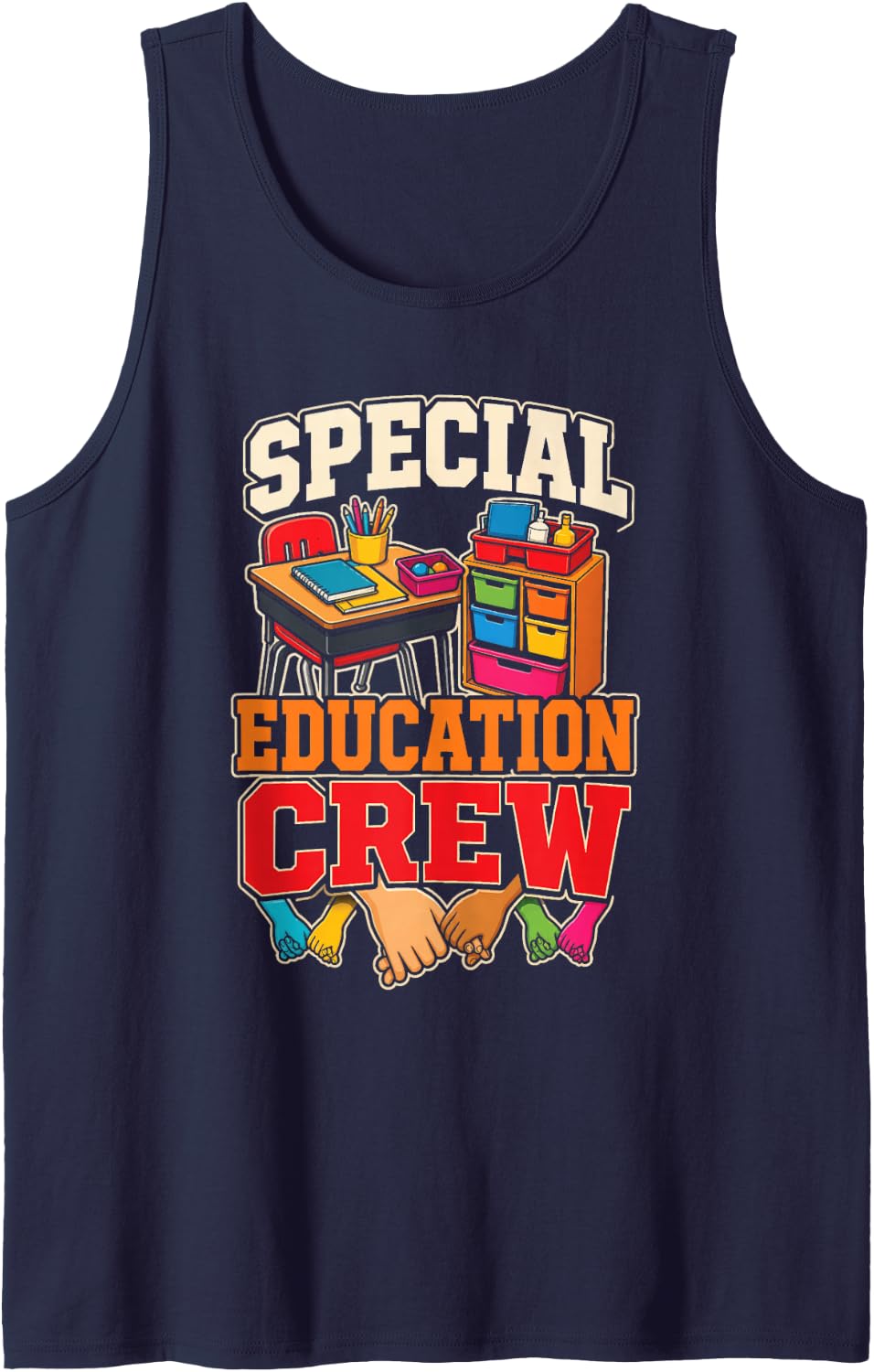 Special Education Crew SPED Team School Staff Gift Sleeveless Tank Top - Navy Blue