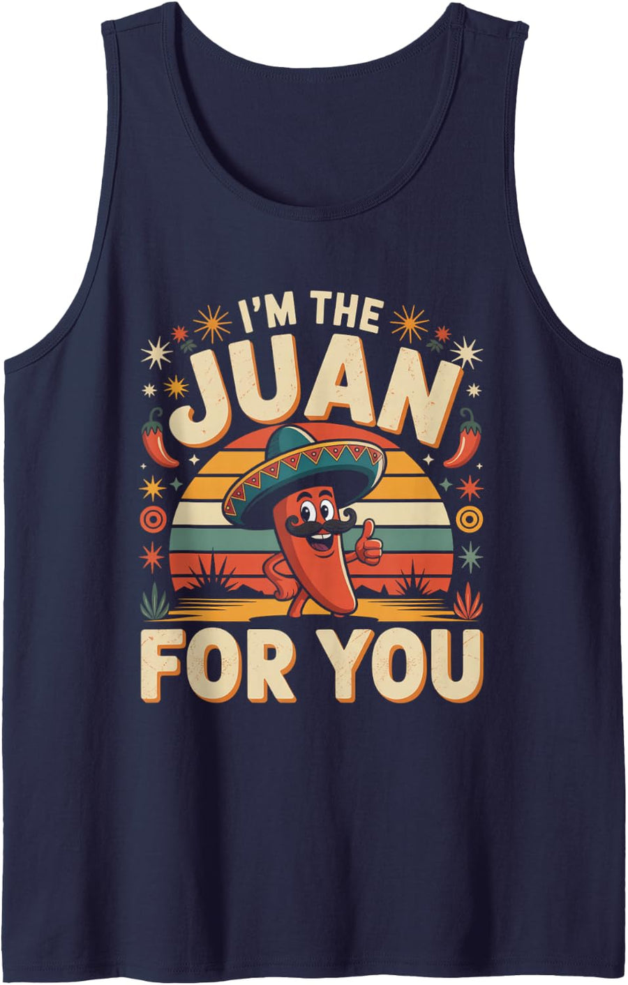 I'm The Juan for You Sombrero Fiesta Cinco De Mayo Sleeveless Tank Top - Navy Blue