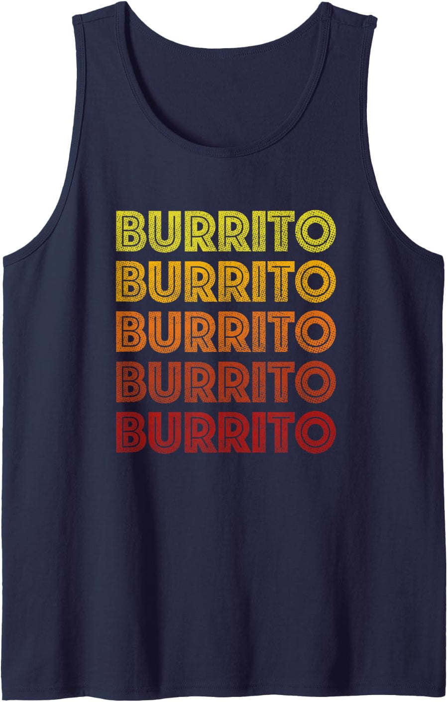 Retro Burrito Vintage Mexican Food Cinco de Mayo Sleeveless Tank Top - Navy Blue