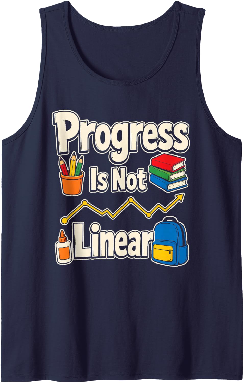 Special Education Staff SPED Progress is Not Linear Sleeveless Tank Top - Navy Blue