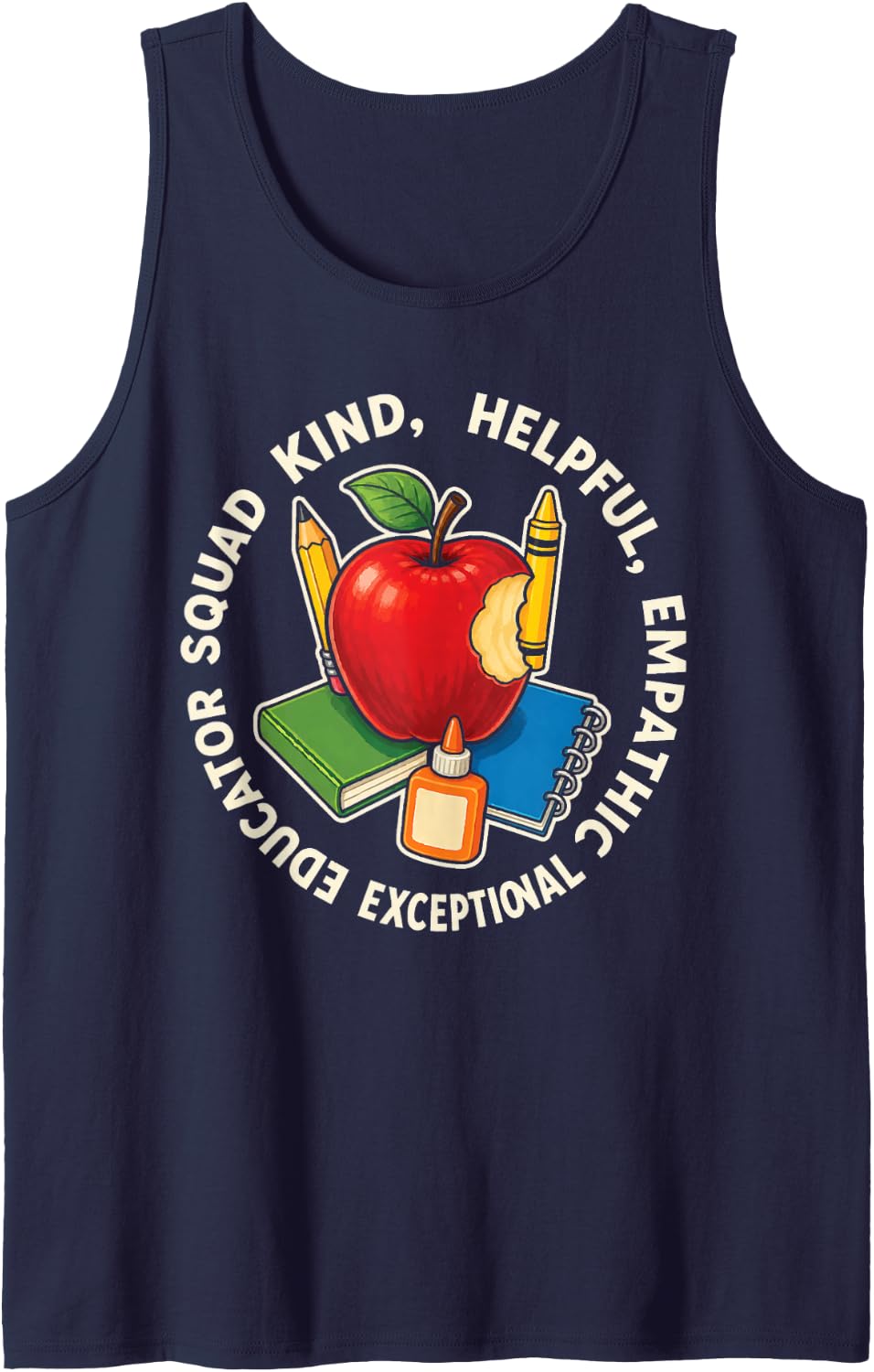 Special Education SPED Kind Helpful Empathic Educator Squad Sleeveless Tank Top - Navy Blue