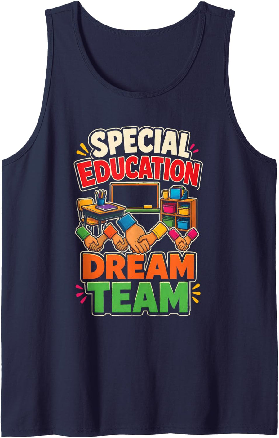 Special Education Dream Team SPED Squad Matching Staff Sleeveless Tank Top - Navy Blue