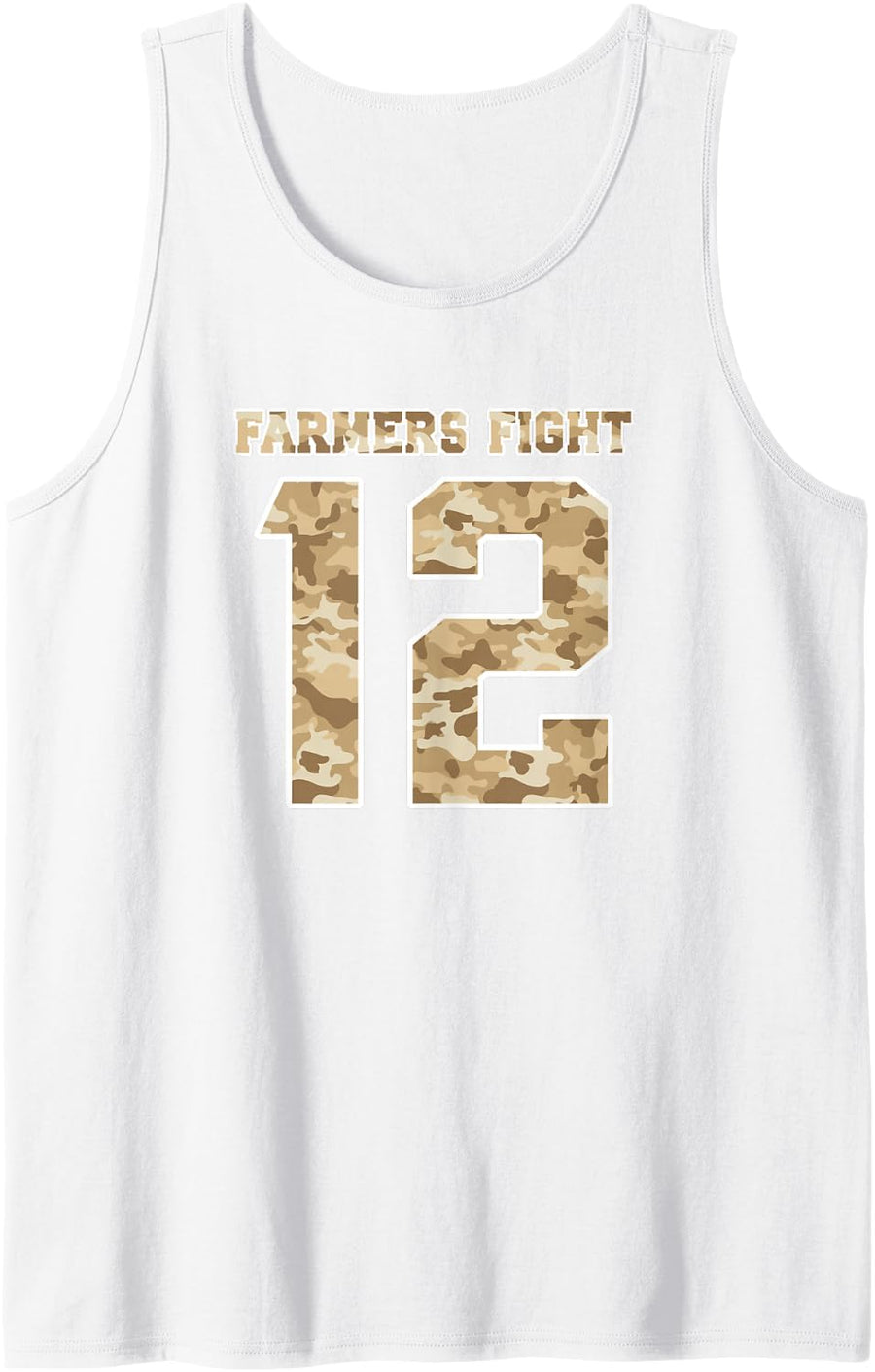 #12 Camo Gameday Design Sleeveless Tank Top - White