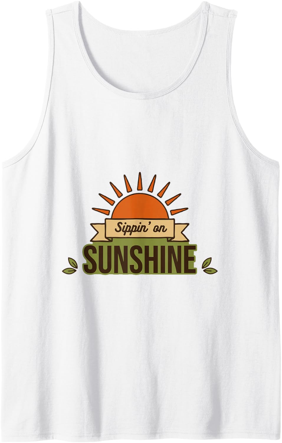 Sippin' On Sunshine, Beach Surf Outdoor Camping Camper Sleeveless Tank Top - White