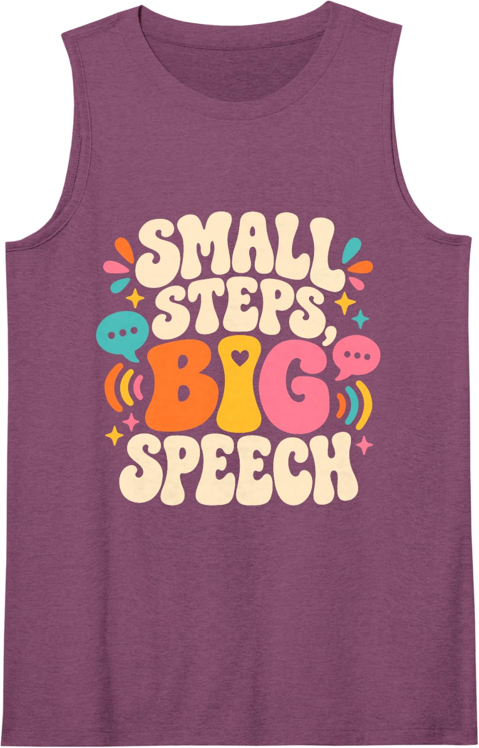 Small Steps Big Speech SLP Therapist Language Therapy Sleeveless Tank Top - Purple