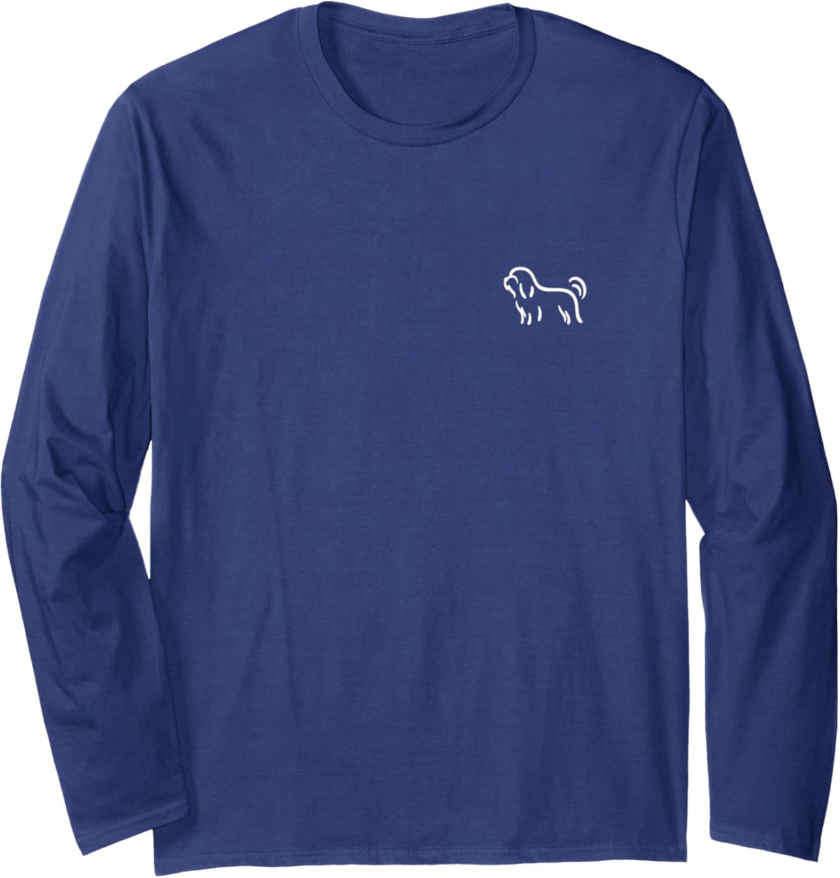 Simple Minimalist Badge Patch Line Art Havanese HAV Long Sleeve T-Shirt - Adult Unisex Navy Blue