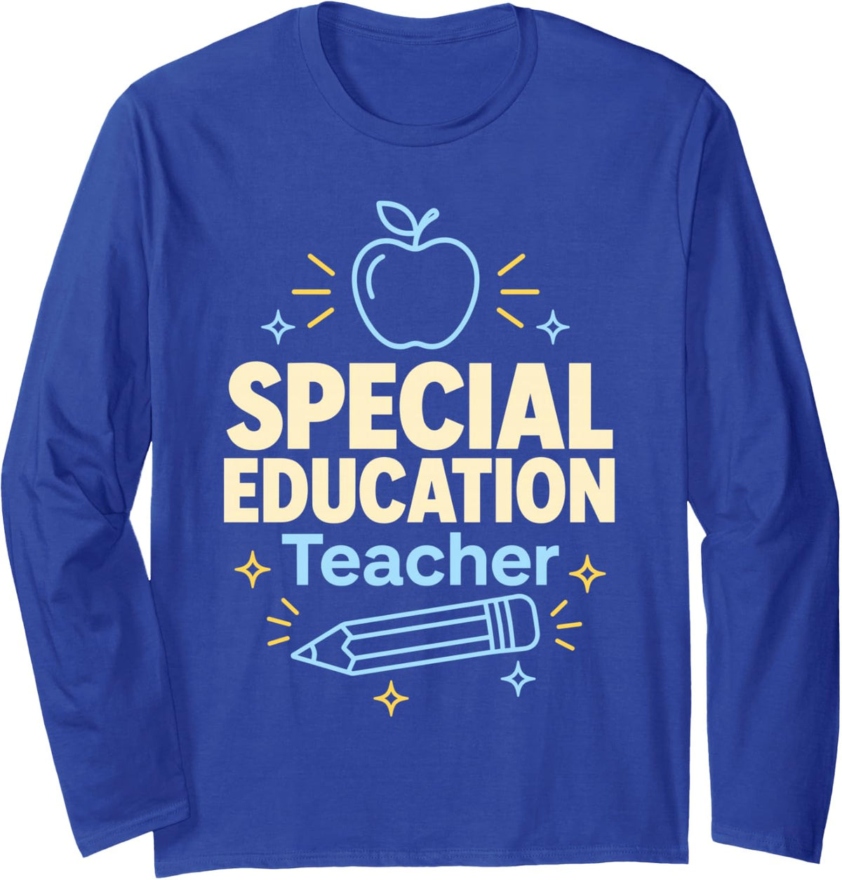 Special Education Teacher Apple Long Sleeve T-Shirt - Adult Unisex Royal Blue