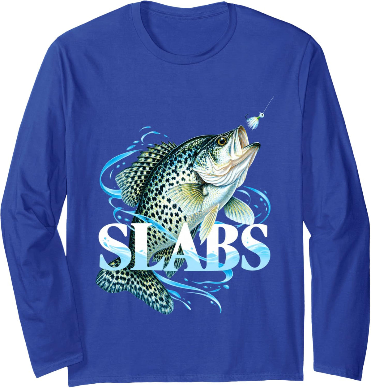 Slabs Crappie Fish Long Sleeve T-Shirt - Adult Unisex Royal Blue