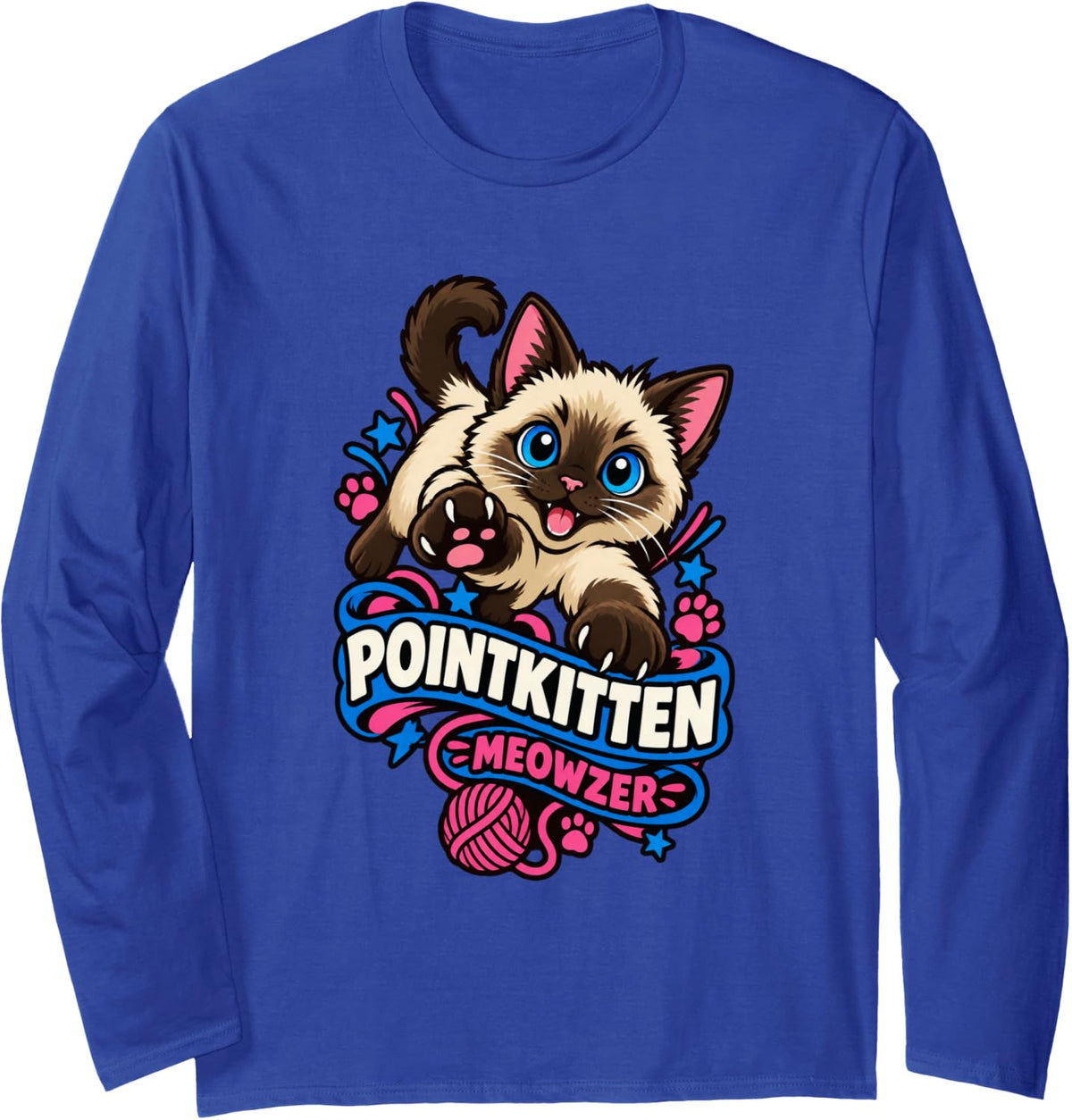Siamese Kitten Meezer Point Cat Kitty Lover Cute Mom Gift Long Sleeve T-Shirt - Adult Unisex Royal Blue