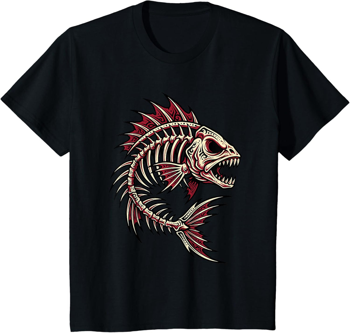 Skeleton Fish Bones Fishing Lover Fisherman Angler T-Shirt - Black