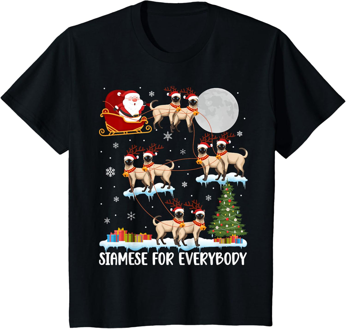 Siamese for Everybody Siamese Christmas Siamese Cat Xmas T-Shirt - Black