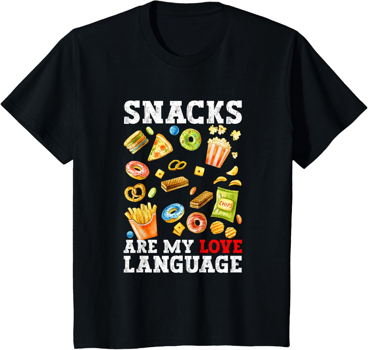 Snacks Are My Love Language Toddler Valentine's Day Kids T-Shirt - Black