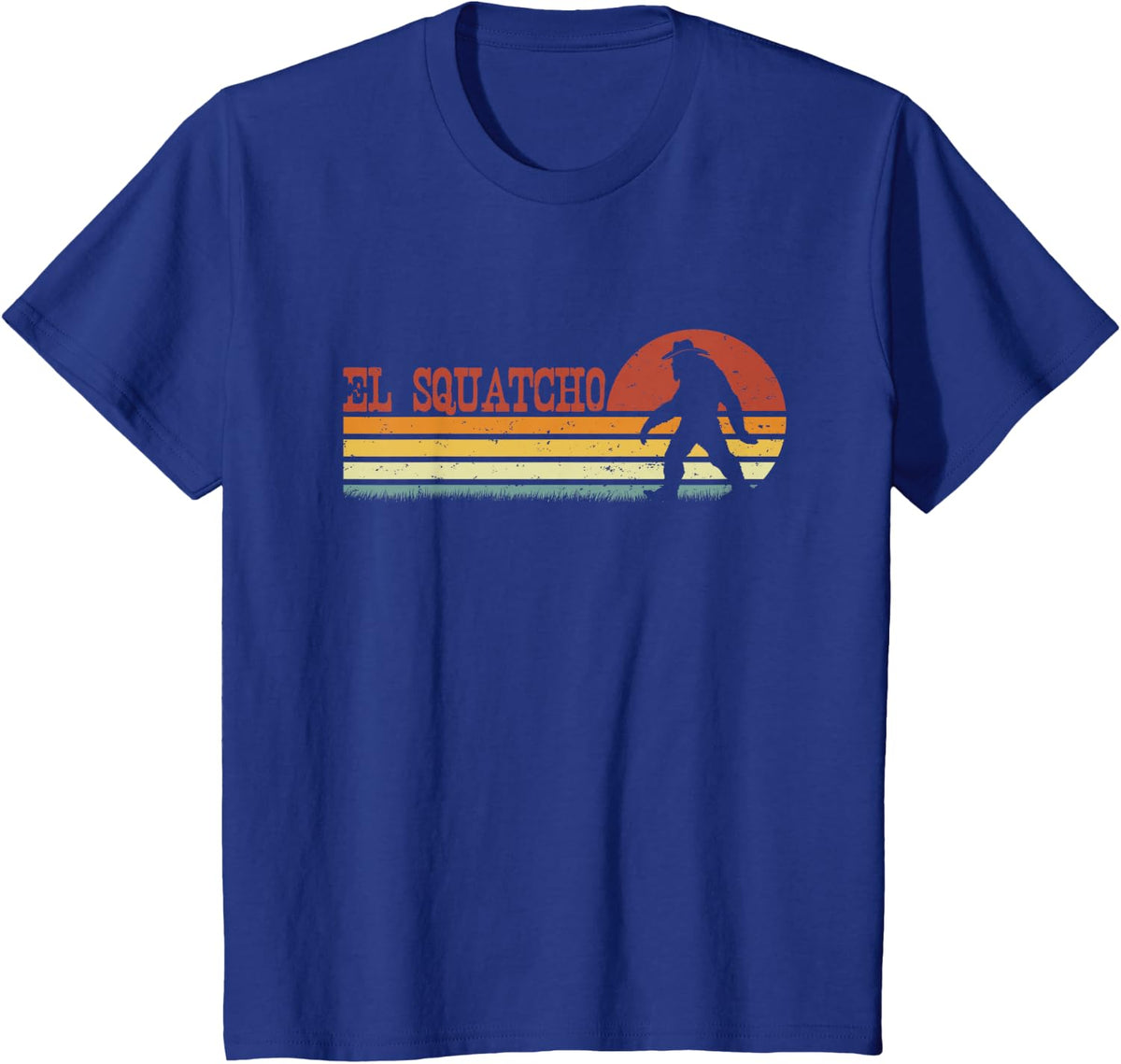 El Squatcho Funny Bigfoot Cinco De Mayo T-Shirt Tee Mexican Sasquatch Retro Stripes Gift For Men Women - Royal Blue