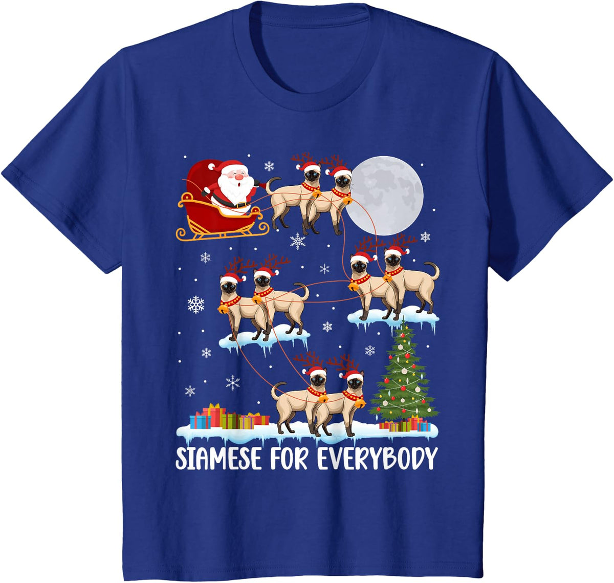 Siamese for Everybody Siamese Christmas Siamese Cat Xmas T-Shirt - Royal Blue
