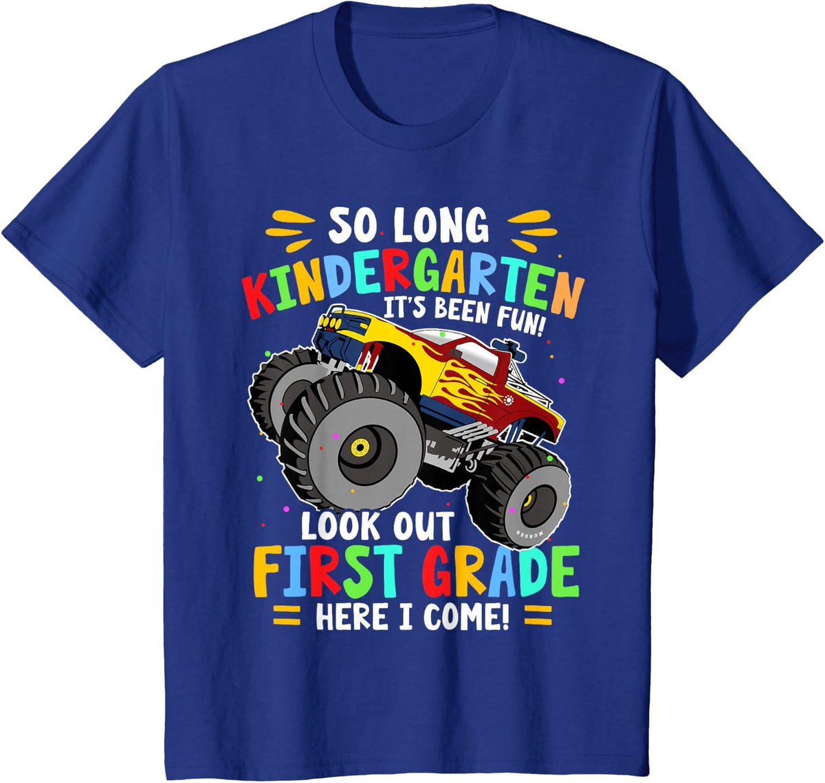 So Long Kindergarten Graduation Monster Truck T-Shirt - Royal Blue
