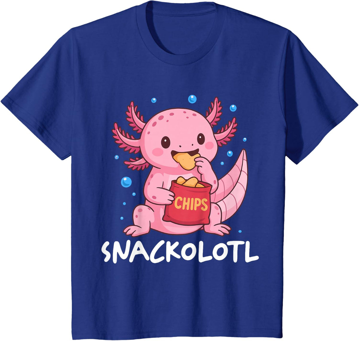 Snackolotl Axolotl Snack T-Shirt Tee for Kids Boys Girls Men Women - Royal Blue