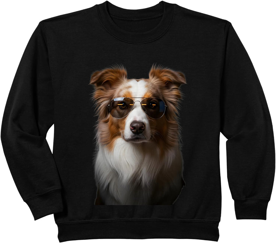 Cool Red Merle Border Collie Scene For Dog Fans Sweatshirt - Black